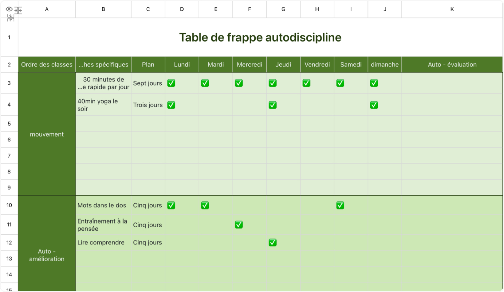 Tableau d'autodiscipline 1